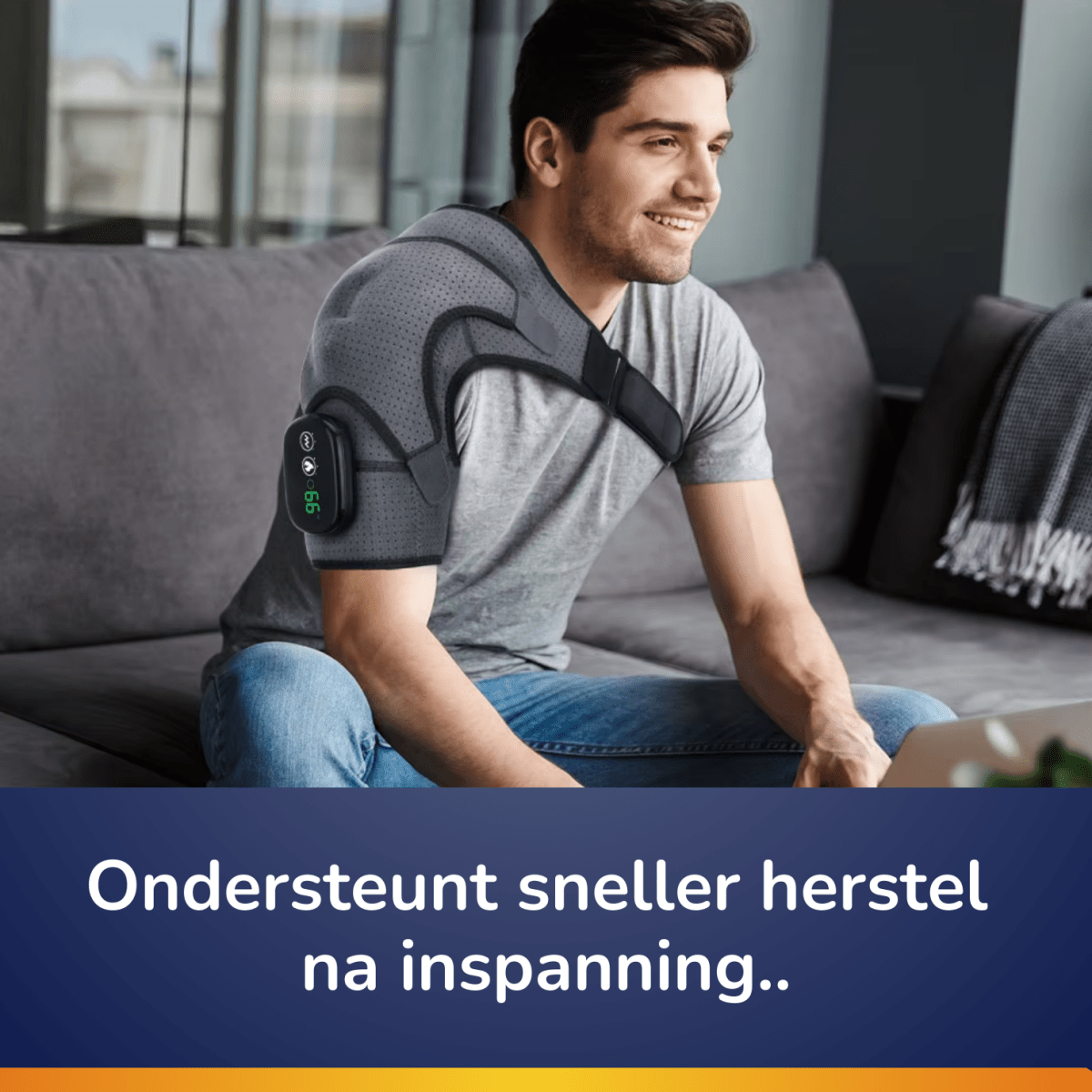 infrarood schouder brace van rechte-rug.nl voor een stijve schouder of reuma en artrose in schouder gewricht.