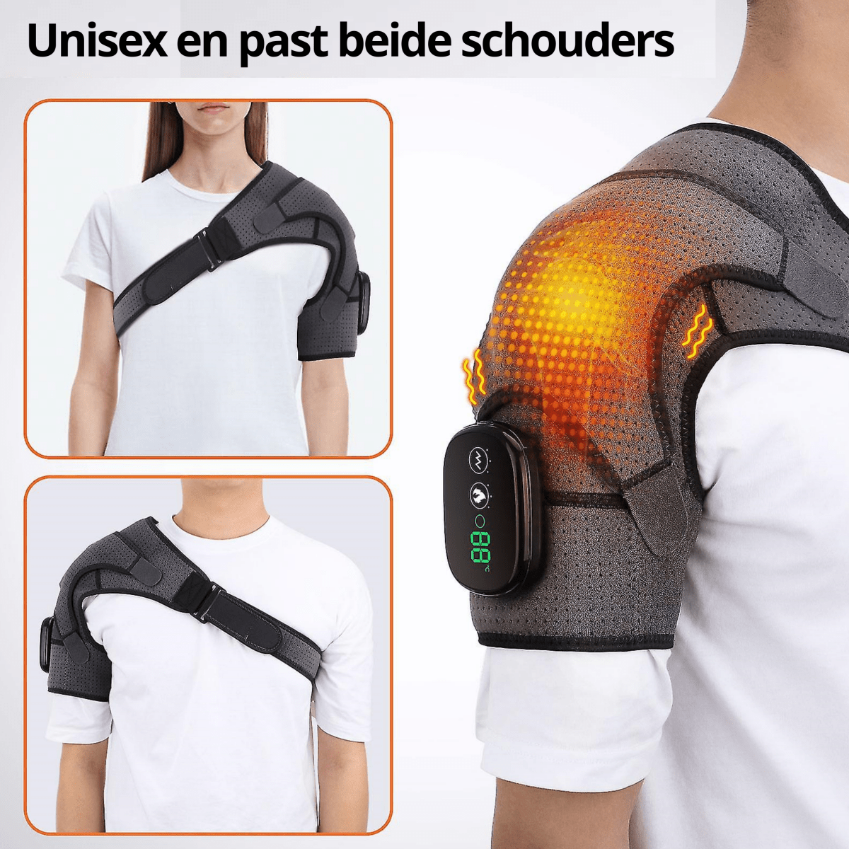 Schouderbrace met warmte. roodlicht therapie voor schouders. infrarood schouder brace voor support, warmte en massasge. Schouder verwarmers tegen artrose warmte therapie zere schouders infra rood pijnverlichting artrose reuma