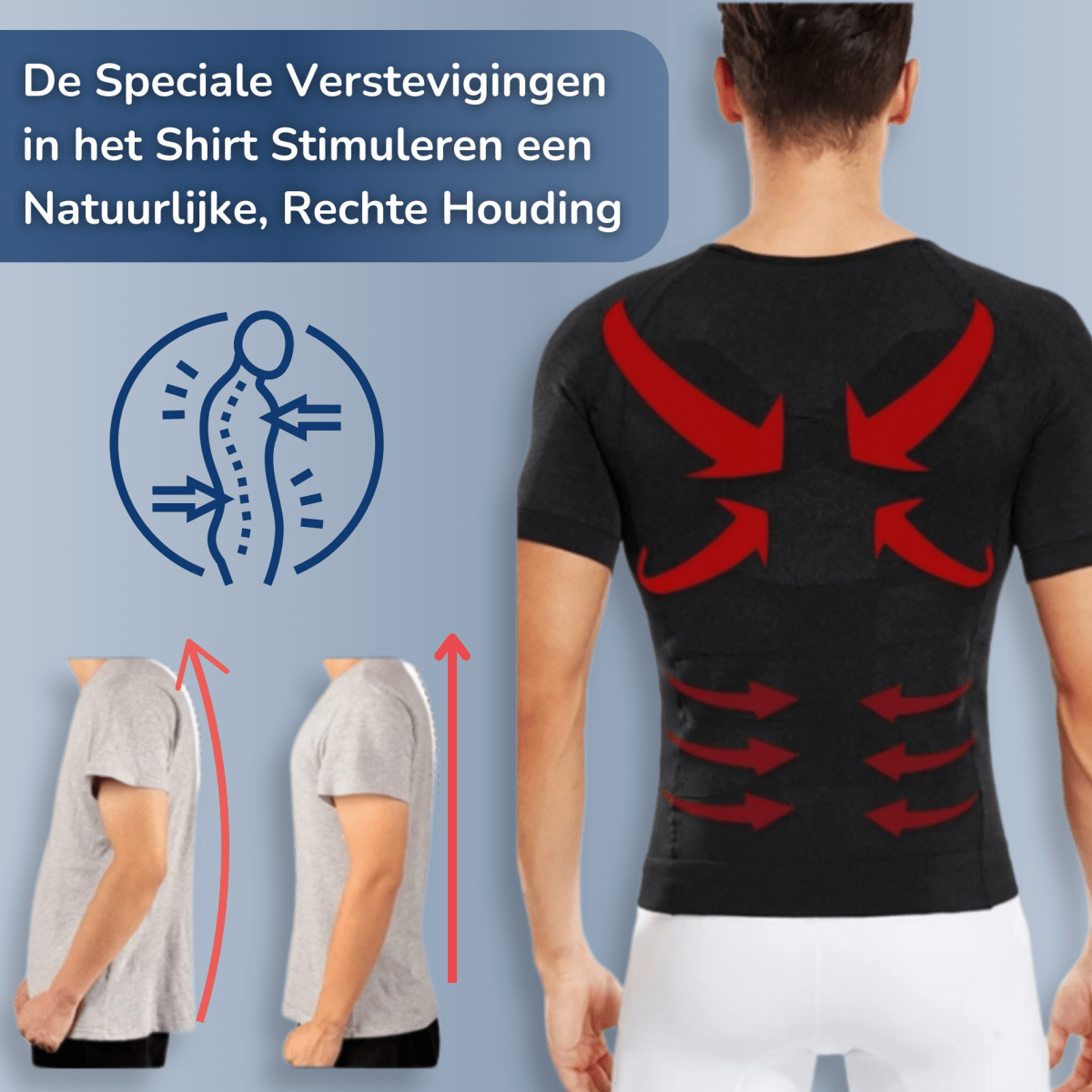 PerfectPostuur - Compressie T-shirt - Slank en Zelfverzekerd Postuur - Heren